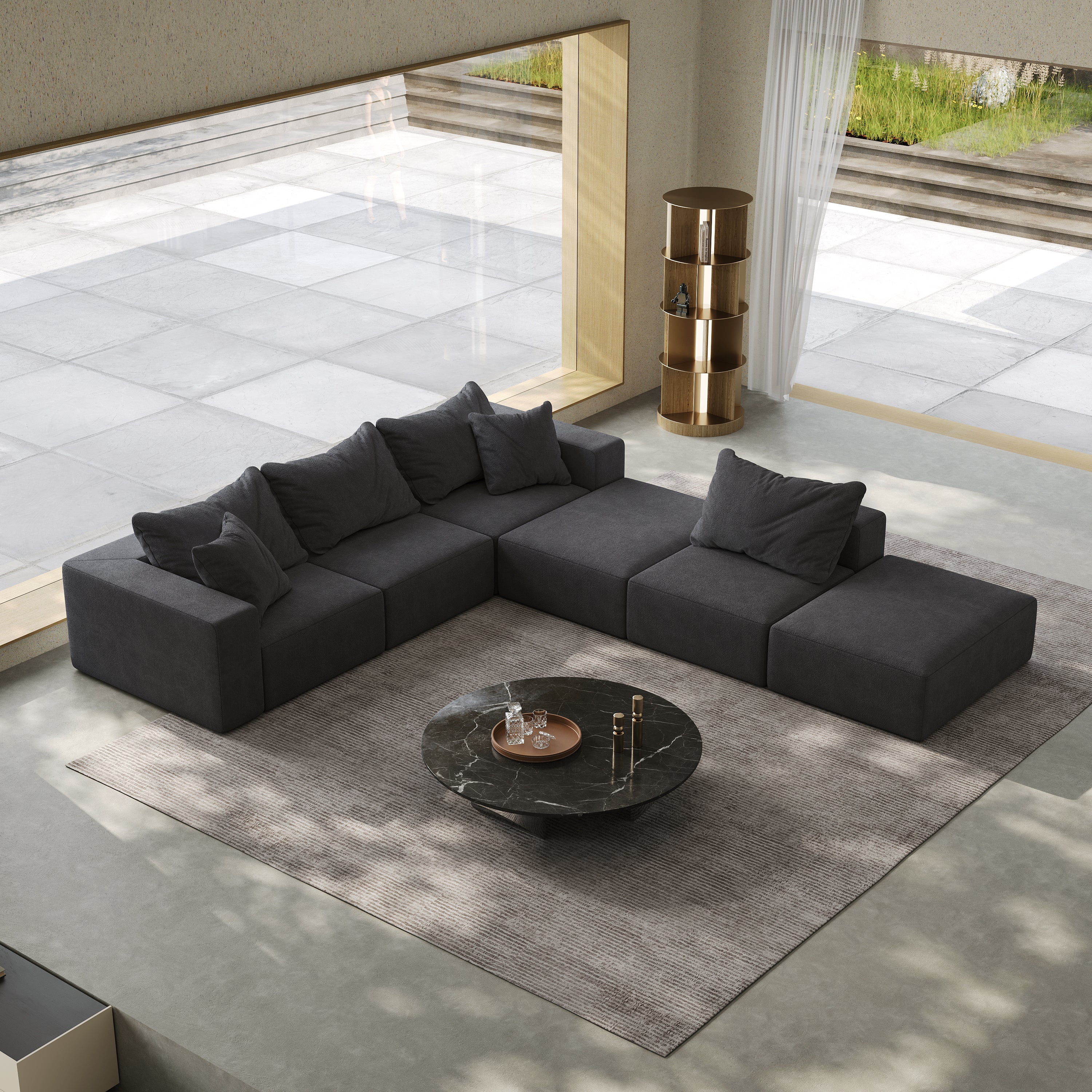 Oversized sponge cloud sofa,Modern Upholstered Sectional Sofa Couch Set,Modular 162' L Shaped Sectional Living Room Sofa Set With 6 Pillows,Free Combination Sofa Couch for Living Room,Bedroom