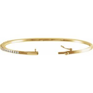 14K Yellow Gold 1 CTW Natural Diamond 7" Bangle Bracelet – image 2