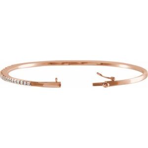 14K Rose Gold 1 CTW Natural Diamond 7" Bangle Bracelet