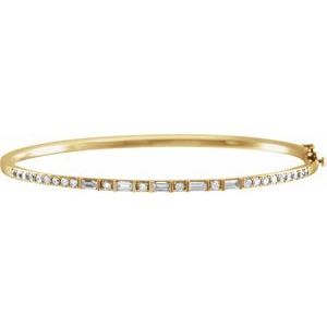 14K Yellow Gold 1 CTW Natural Diamond 7" Bangle Bracelet