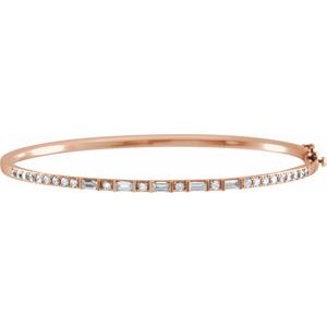 14K Rose Gold 1 CTW Natural Diamond 7" Bangle Bracelet