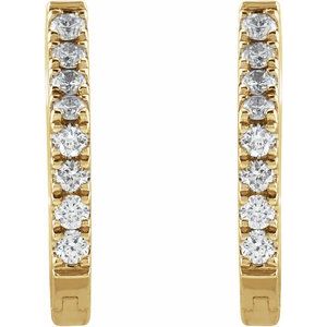 14K Yellow Gold 1/8 CTW Natural Diamond Geometric Hinged Huggie Earrings – image 2