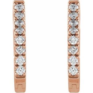 14K Rose Gold 1/8 CTW Natural Diamond Geometric Hinged Huggie Earrings