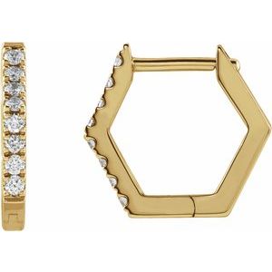 14K Yellow Gold 1/8 CTW Natural Diamond Geometric Hinged Huggie Earrings