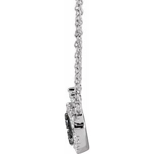 14K White Gold 1/8 CTW Natural Black & White  Diamond Evil Eye 18" Necklace
