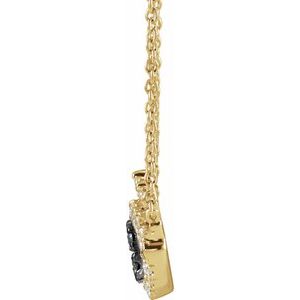 14K Yellow Gold 1/8 CTW Natural Black & White  Diamond Evil Eye 18" Necklace