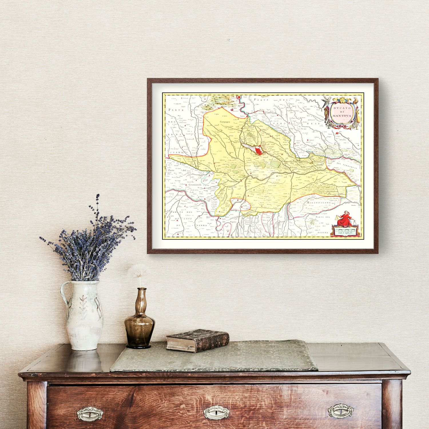 Vintage Map of Mantua, Italy 1665