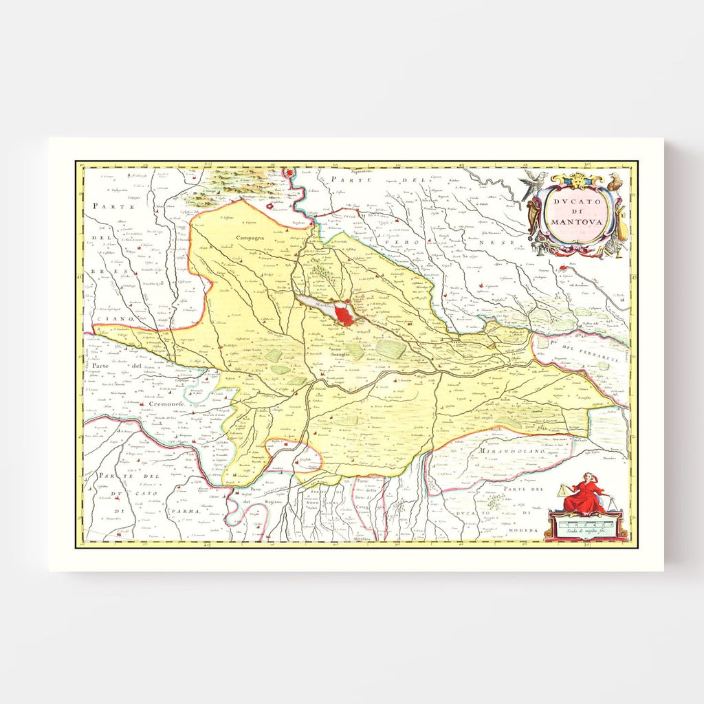 Vintage Map of Mantua, Italy 1665
