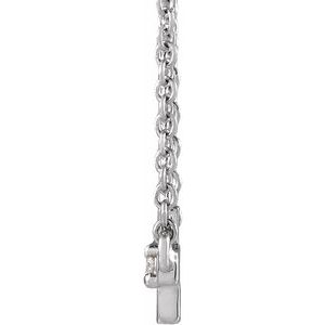 Sterling Silver .015 CT Natural Diamond Sideways Cross 18" Necklace