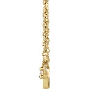14K Yellow Gold .015 CT Natural Diamond Sideways Cross 16" Necklace