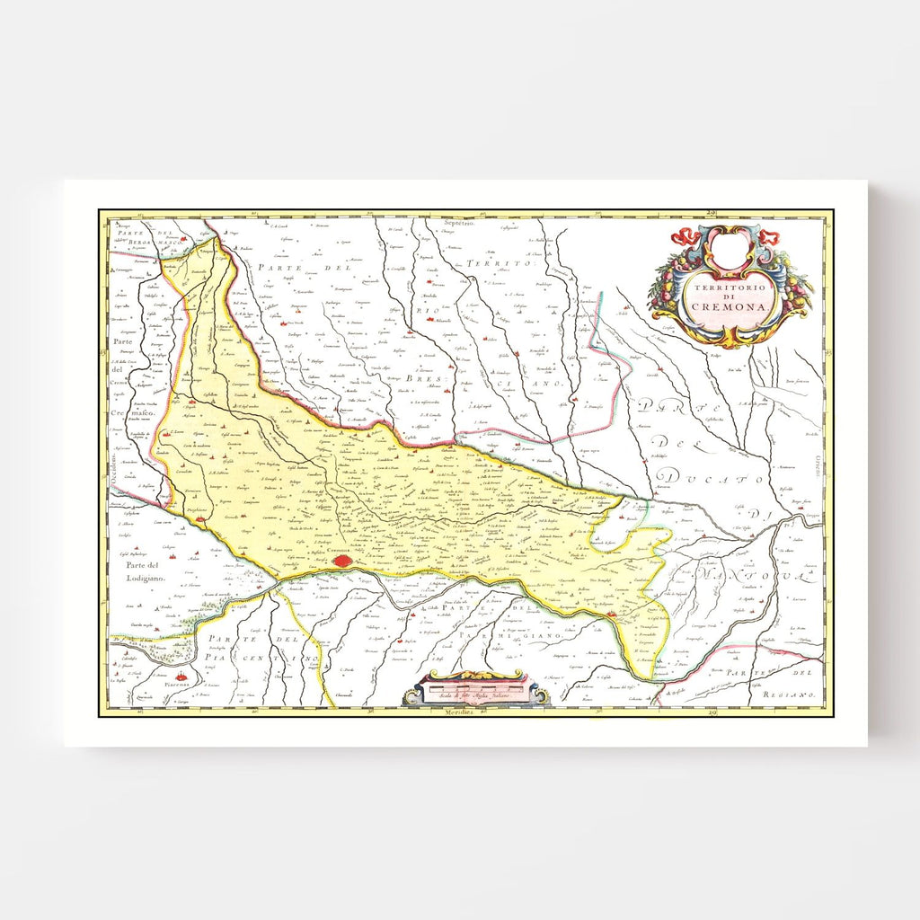 Vintage Map of Cremona, Italy 1665