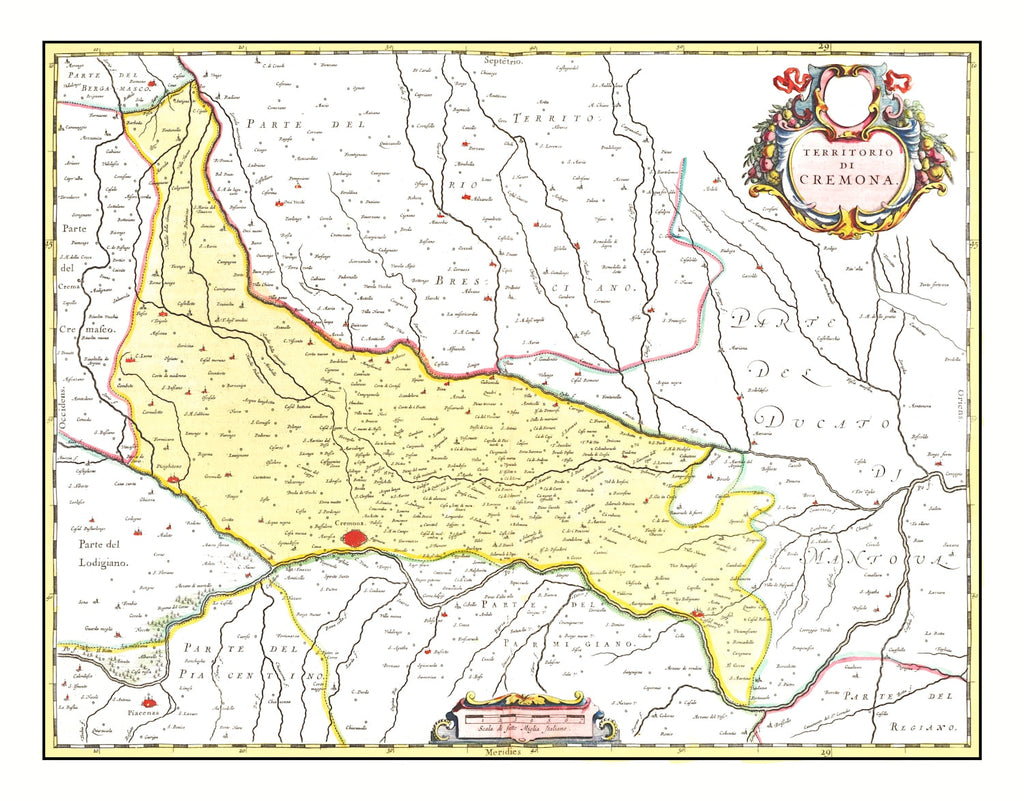 Vintage Map of Cremona, Italy 1665
