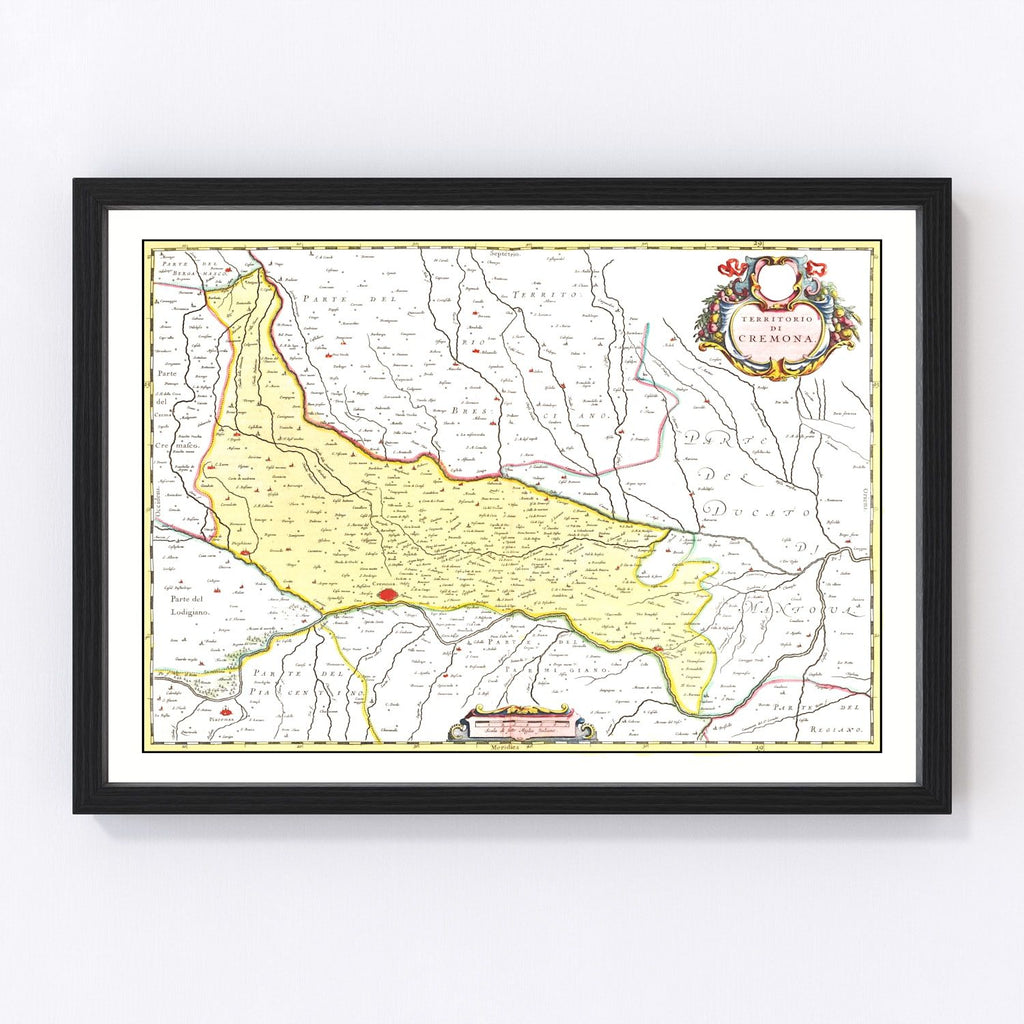 Vintage Map of Cremona, Italy 1665