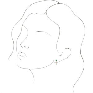 14K Yellow Gold Lab-Grown Emerald & 1/8 CTW Natural Diamond J-Hoop Earrings – image 3