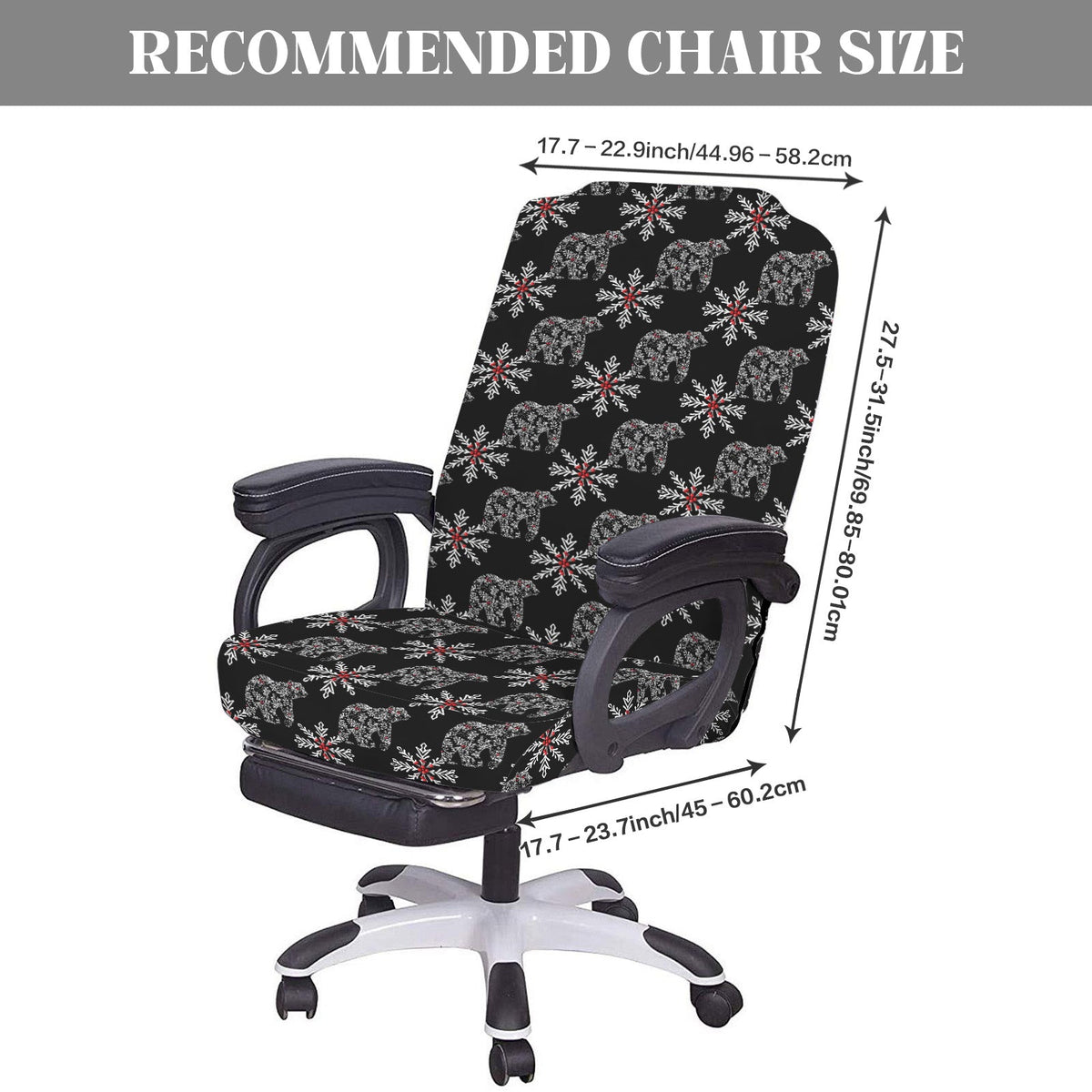 Chinoiserie Christmas Polar Bear Office Chair Cover (Made in USA)