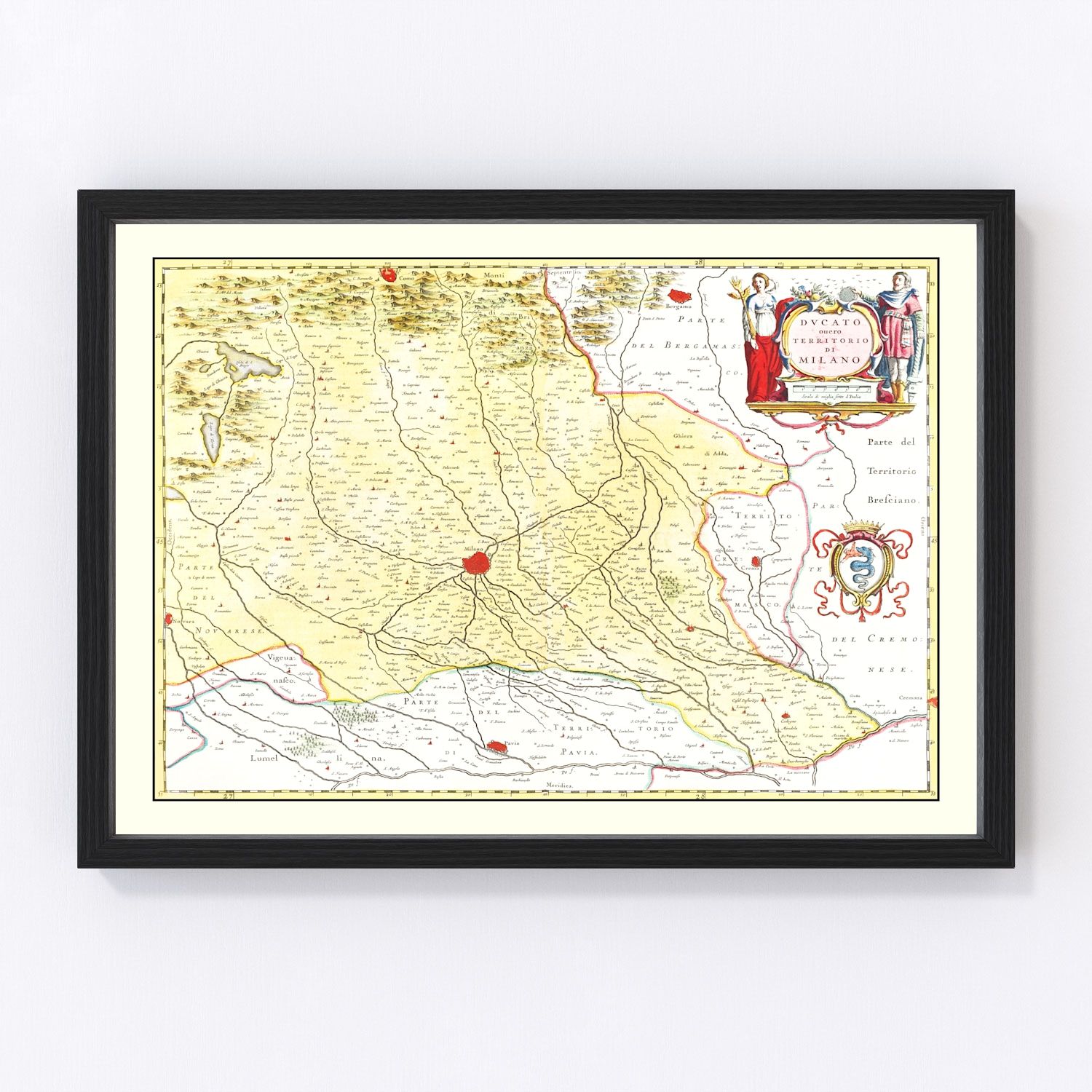 Vintage Map of the Milan Region in Italy 1665
