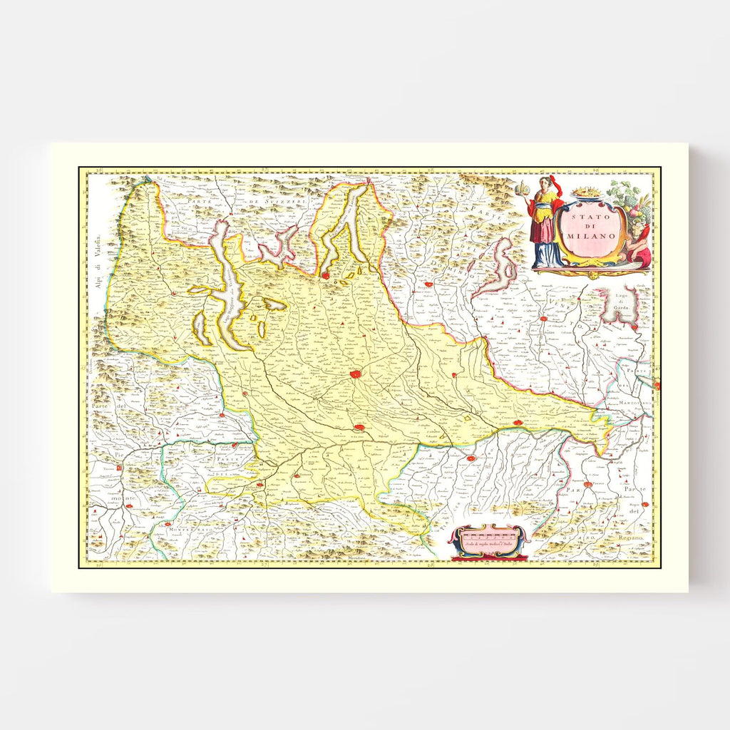 Vintage Map of Milan, Italy 1665