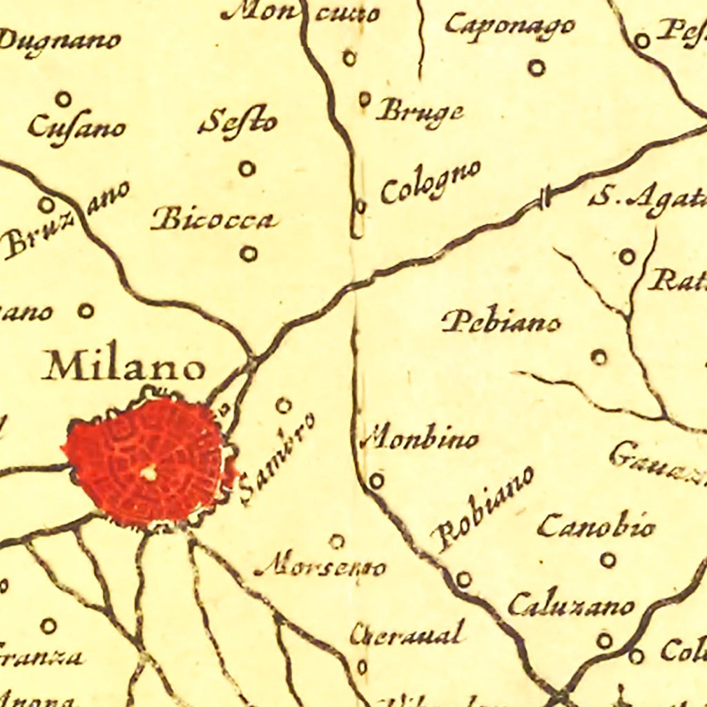 Vintage Map of Milan, Italy 1665