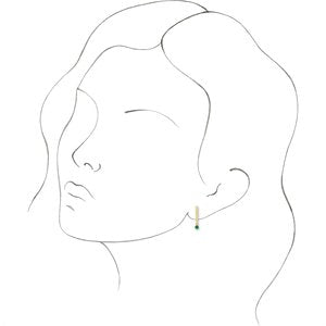 14K Yellow Gold Natural Emerald Bar Earrings – image 2