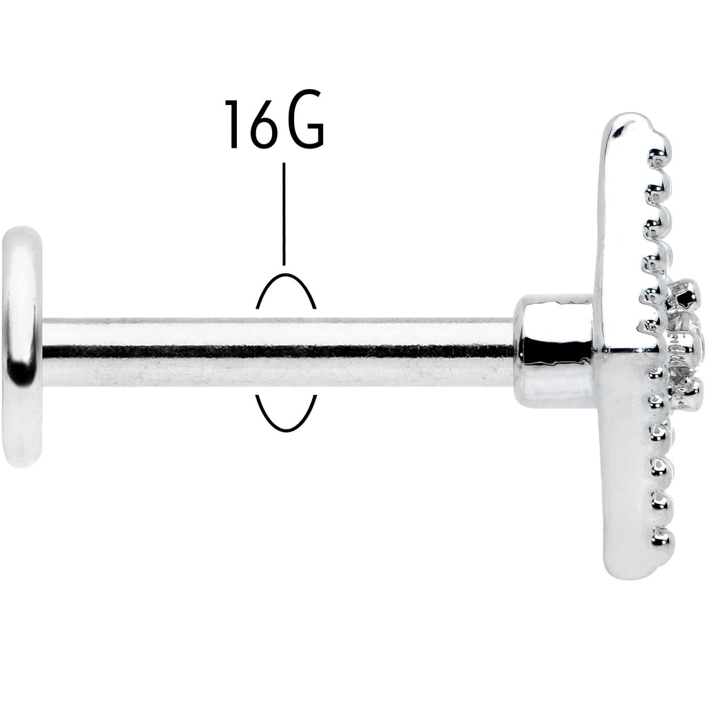 16G 5/16 Clear Gem Deco Textured Rhombus Labret Monroe Tragus