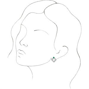 14K White Gold Natural Emerald & 1/3 CTW Natural Diamond Earrings – image 3