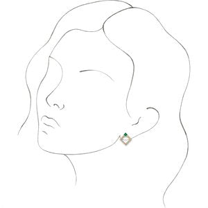 14K Yellow Gold Natural Emerald & 1/3 CTW Natural Diamond Earrings