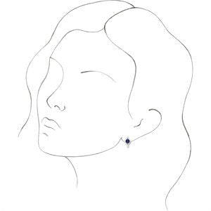 Sterling Silver Natural Blue Sapphire Geometric 13.58 mm Hoop Earrings – image 3