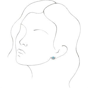 Platinum Natural Turquoise & Natural Aquamarine Fan Earrings – image 3