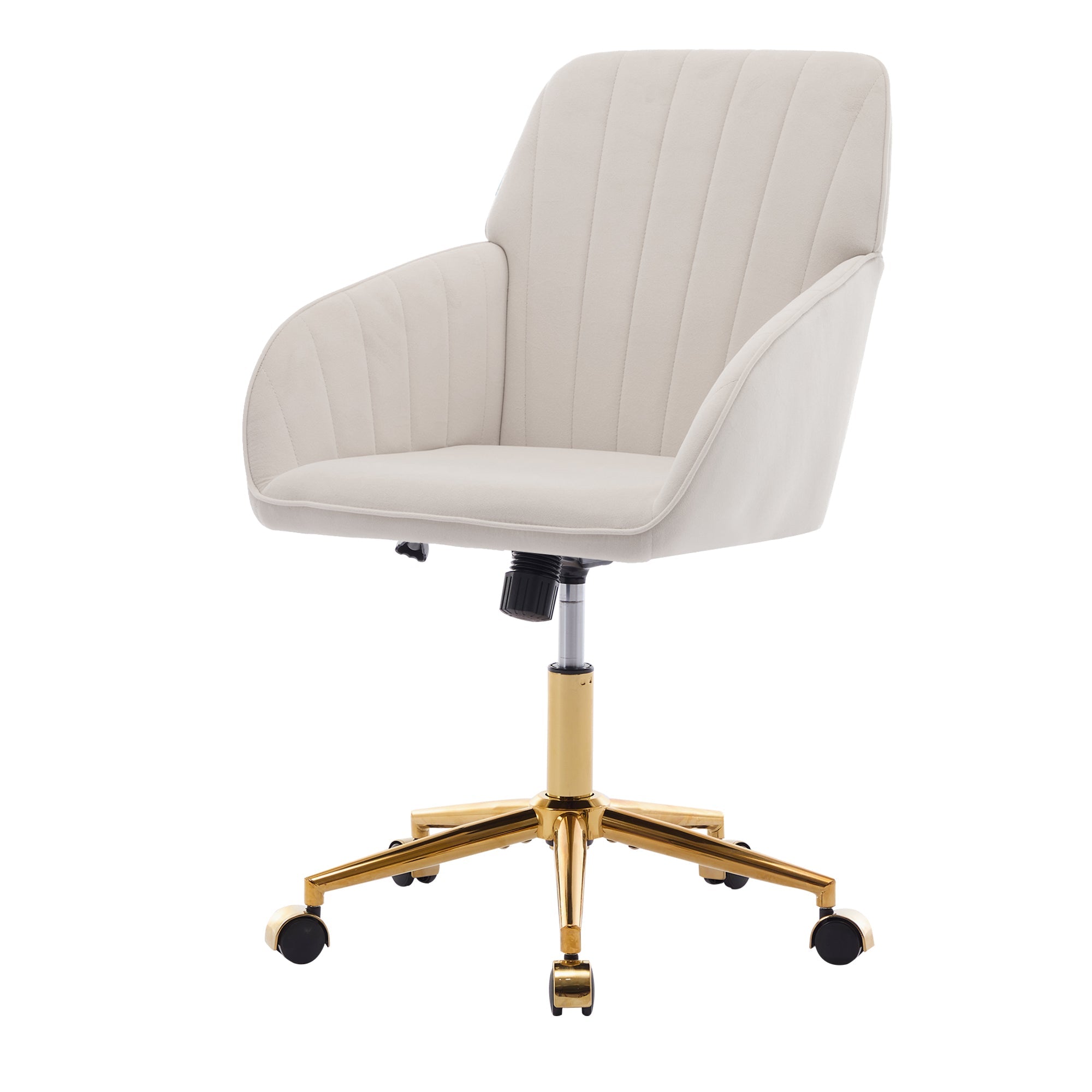 TY Ergonomic Swivel Office Chair, Adjustable and Comfortable, Beige Velvet Upholstery, 24.60 x 22.84 x 38.00 inches