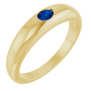 14K Yellow Gold Natural Blue Sapphire Dome Ring