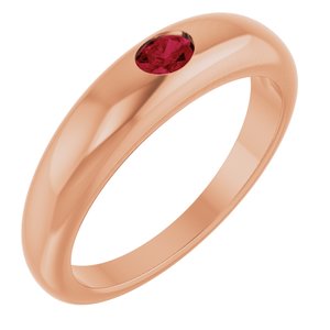 14K Rose Gold Natural Ruby Dome Ring