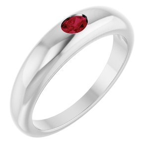 Sterling Silver Natural Ruby Dome Ring