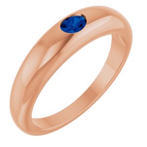 14K Rose Gold Natural Blue Sapphire Dome Ring