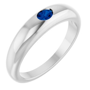 Platinum Natural Blue Sapphire Dome Ring