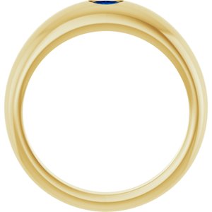 14K Yellow Gold Natural Blue Sapphire Dome Ring