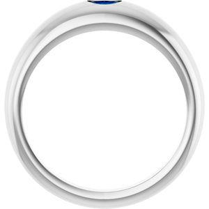 Platinum Natural Blue Sapphire Dome Ring