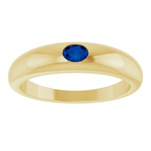 14K Yellow Gold Natural Blue Sapphire Dome Ring