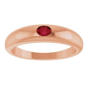 14K Rose Gold Natural Ruby Dome Ring