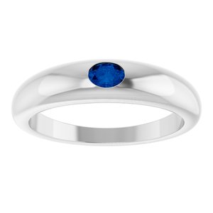 Platinum Natural Blue Sapphire Dome Ring