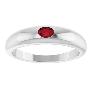 Platinum Natural Ruby Dome Ring