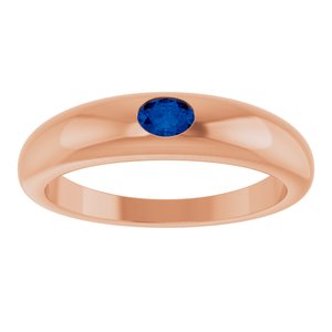 14K Rose Gold Natural Blue Sapphire Dome Ring