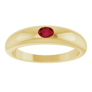 14K Yellow Gold Natural Ruby Dome Ring