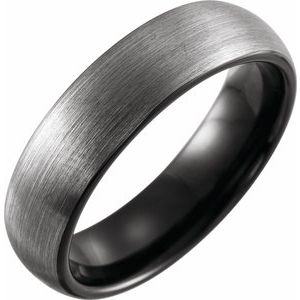 Black PVD Tungsten 6 mm Comfort-Fit Half Round Band Size 8.5
