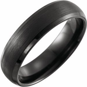 Black PVD Tungsten 6 mm Beveled-Edge Comfort-Fit Band Size 8
