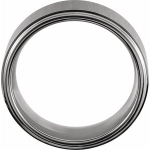 Tungsten 8 mm Stepped-Edge Comfort-Fit Flat Band Size 7.5