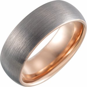 18K Rose Gold PVD Tungsten 6 mm Comfort-Fit Half Round Band Size 13
