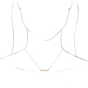 14K Yellow Gold Cultured White Freshwater Pearl & 1/8 CTW Natural Diamond Bar 16-18" Necklace