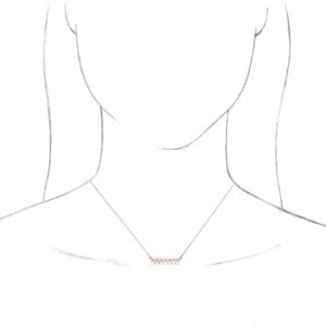 14K Rose Gold Cultured White Freshwater Pearl & 1/8 CTW Natural Diamond Bar 16-18" Necklace