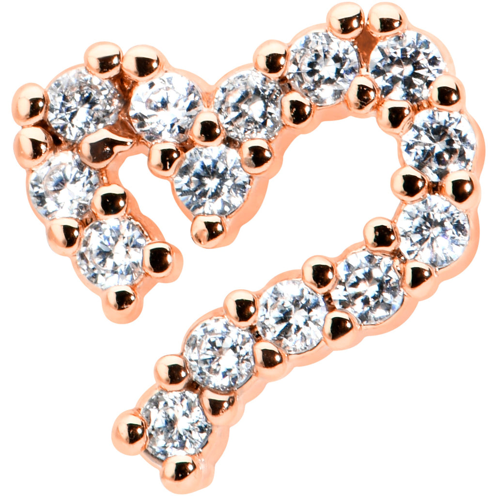 16G 5/16 CZ Gem Rosy Hue Half Heart Internal Thread Labret Tragus