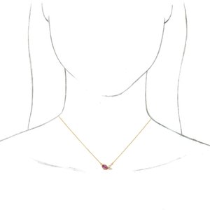 14K Yellow Gold Natural Pink Sapphire & 1/6 CTW Natural Diamond 16" Necklace